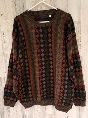 Protege Collection Vintage 90’s Size XLT Crewneck Pattern Sweater Multi Color